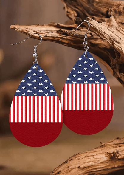 American Flag Water Drop Earrings