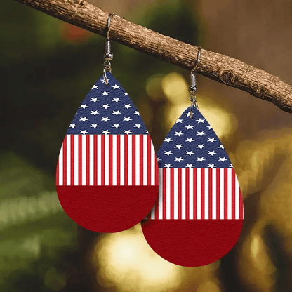 American Flag Water Drop Earrings