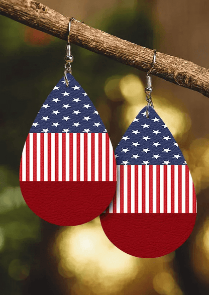 American Flag Water Drop Earrings