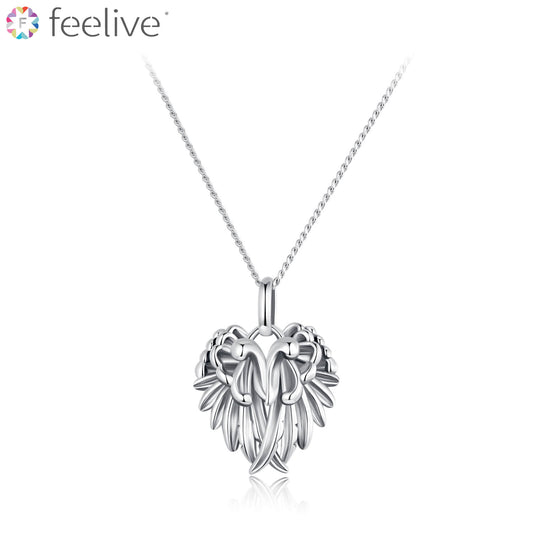 Holy Angel Wings Necklace in Sterling Silver - Feelive