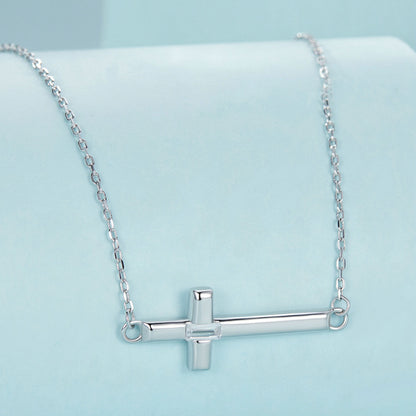 Classic Cross Charm Zircon Jewelry Set in Sterling Silver necklace front