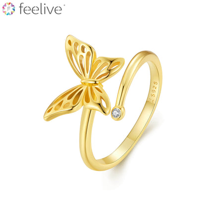 Butterfly Dream Zirconia Ring in Sterling Silver - Feelive