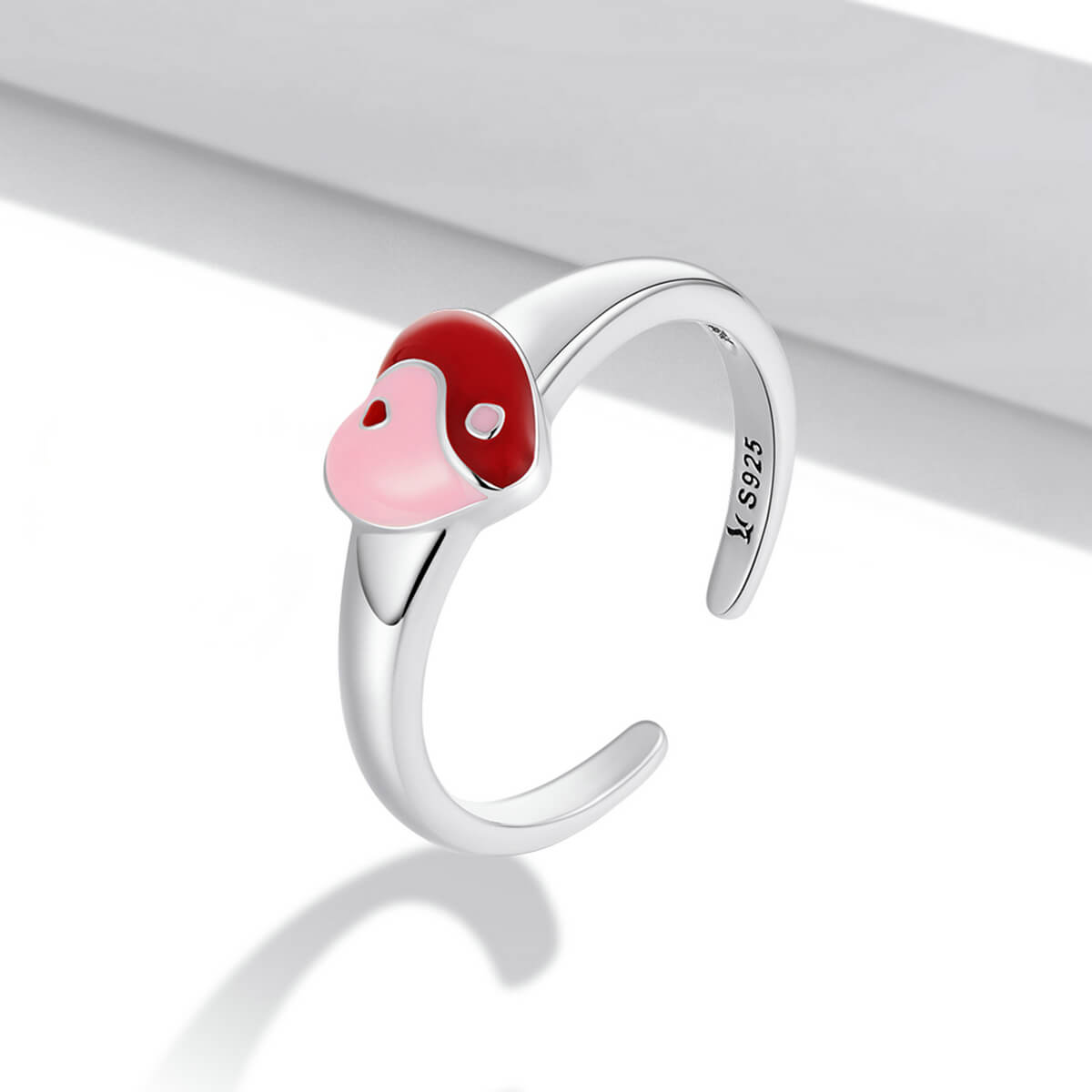 Barbie Pink Heart Tai Chi Enamel Ring in Sterling Silver side