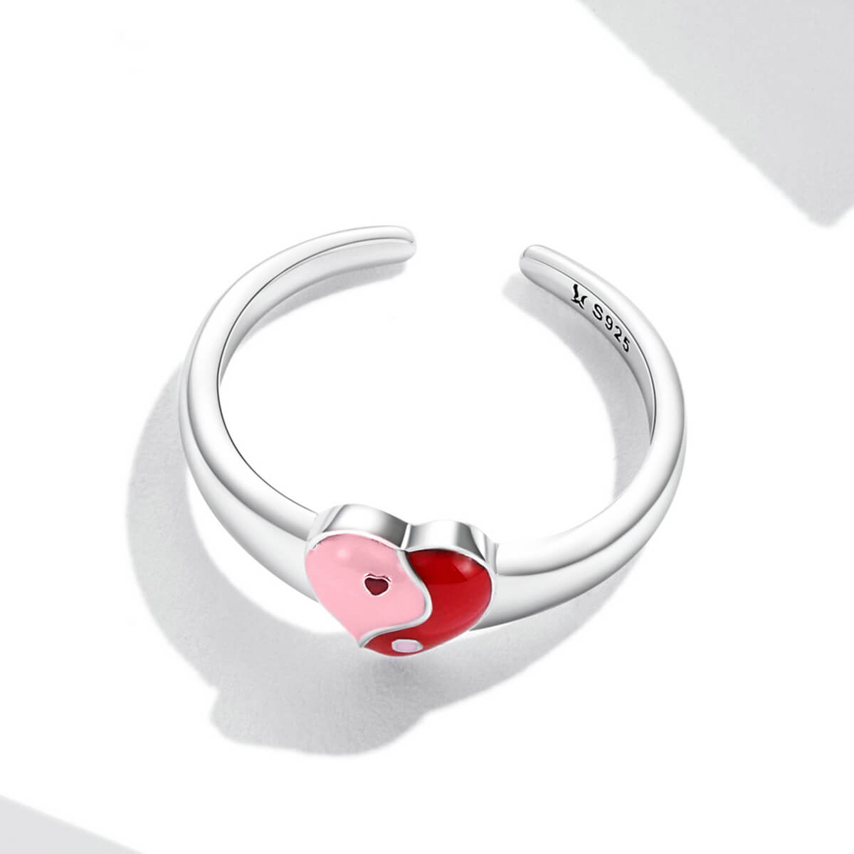 Barbie Pink Heart Tai Chi Enamel Ring in Sterling Silver side