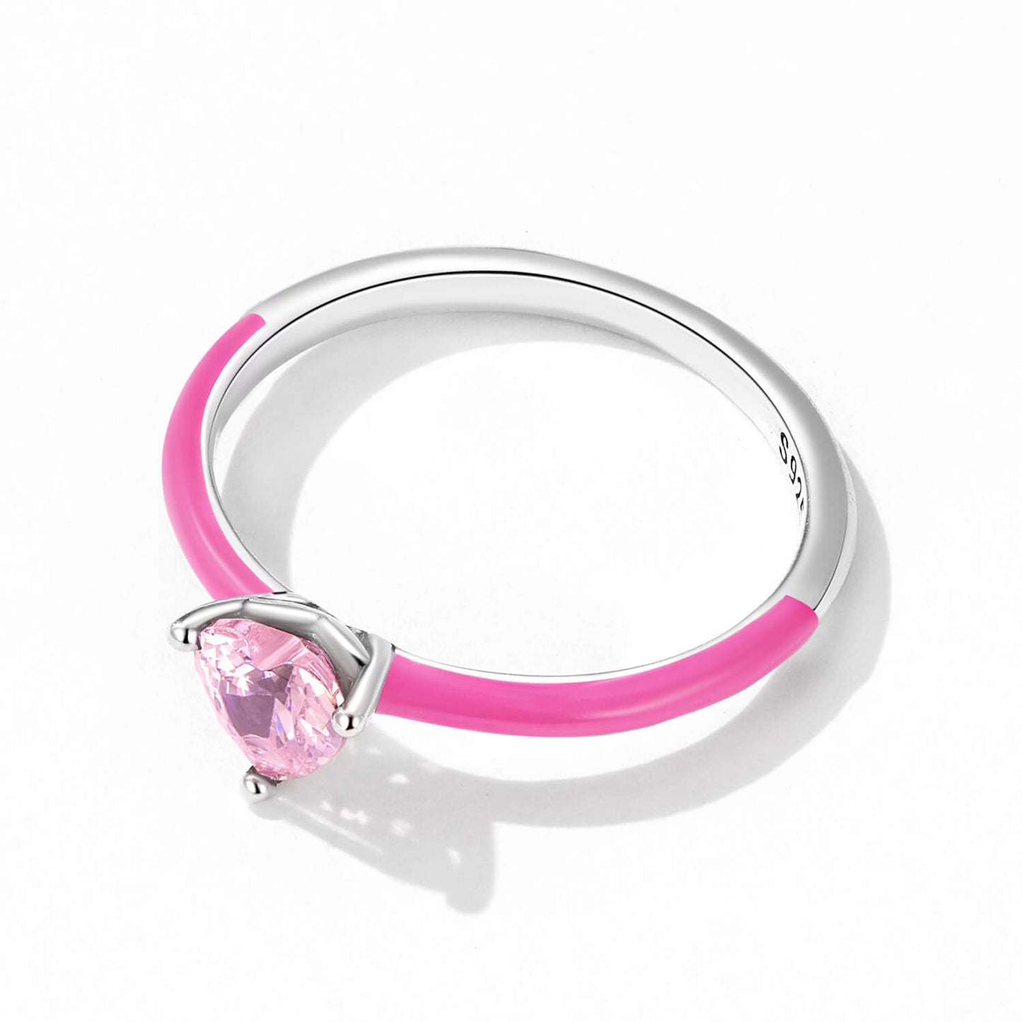 Barbie Hot Pink Heart Gem Ring in Sterling Silver side