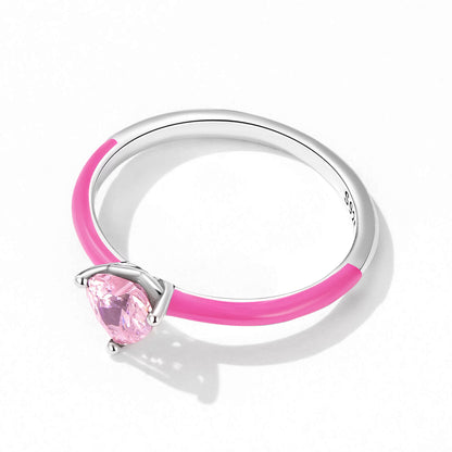 Barbie Hot Pink Heart Gem Ring in Sterling Silver side