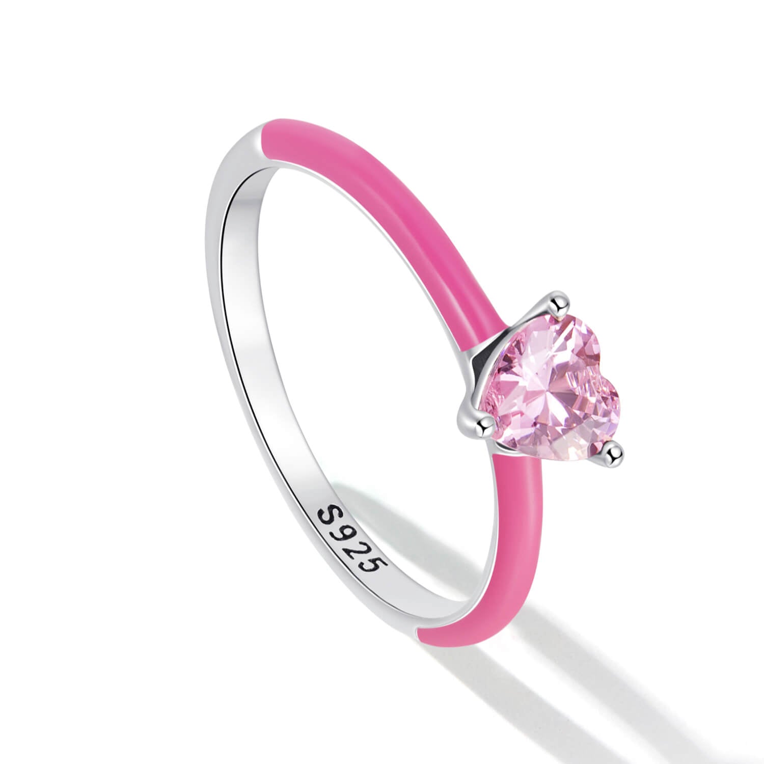 Barbie Hot Pink Heart Gem Ring in Sterling Silver side