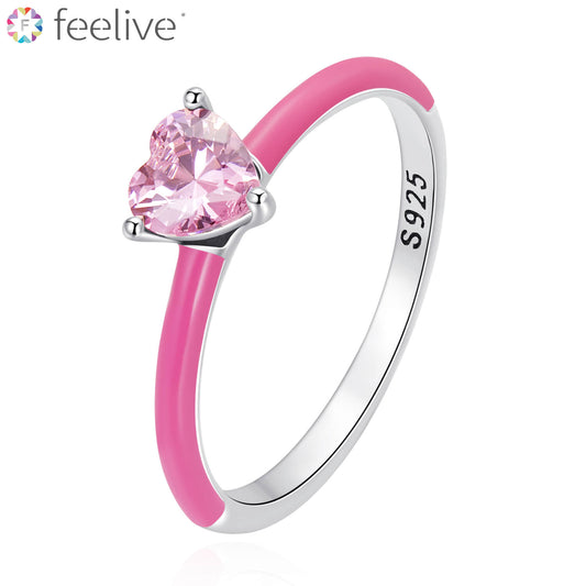 Barbie Hot Pink Heart Gem Ring in Sterling Silver - Feelive