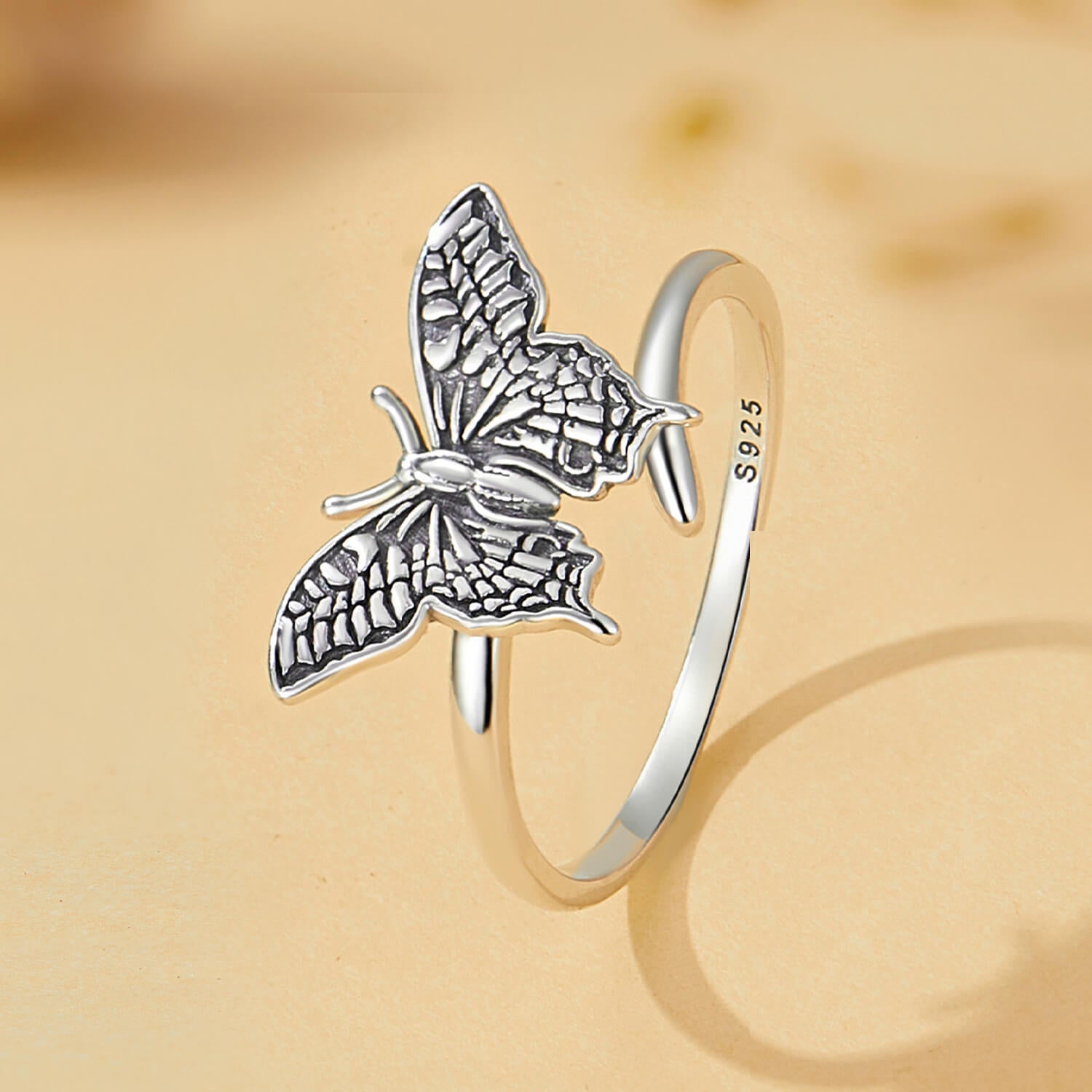 Vintage Butterfly Ring in Sterling Silver stand