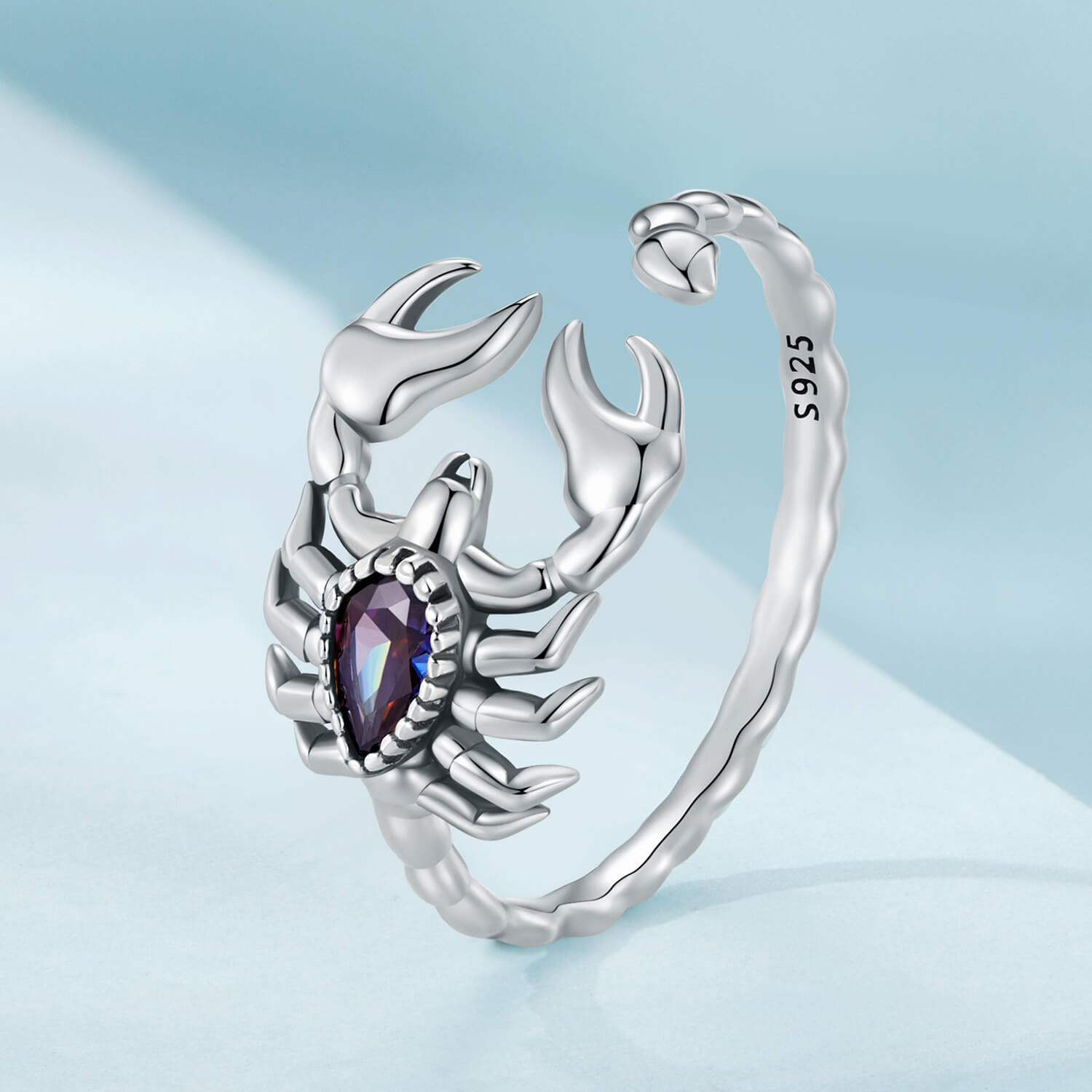 Mysterious Purple Scorpion Zircon Ring in Sterling Silver