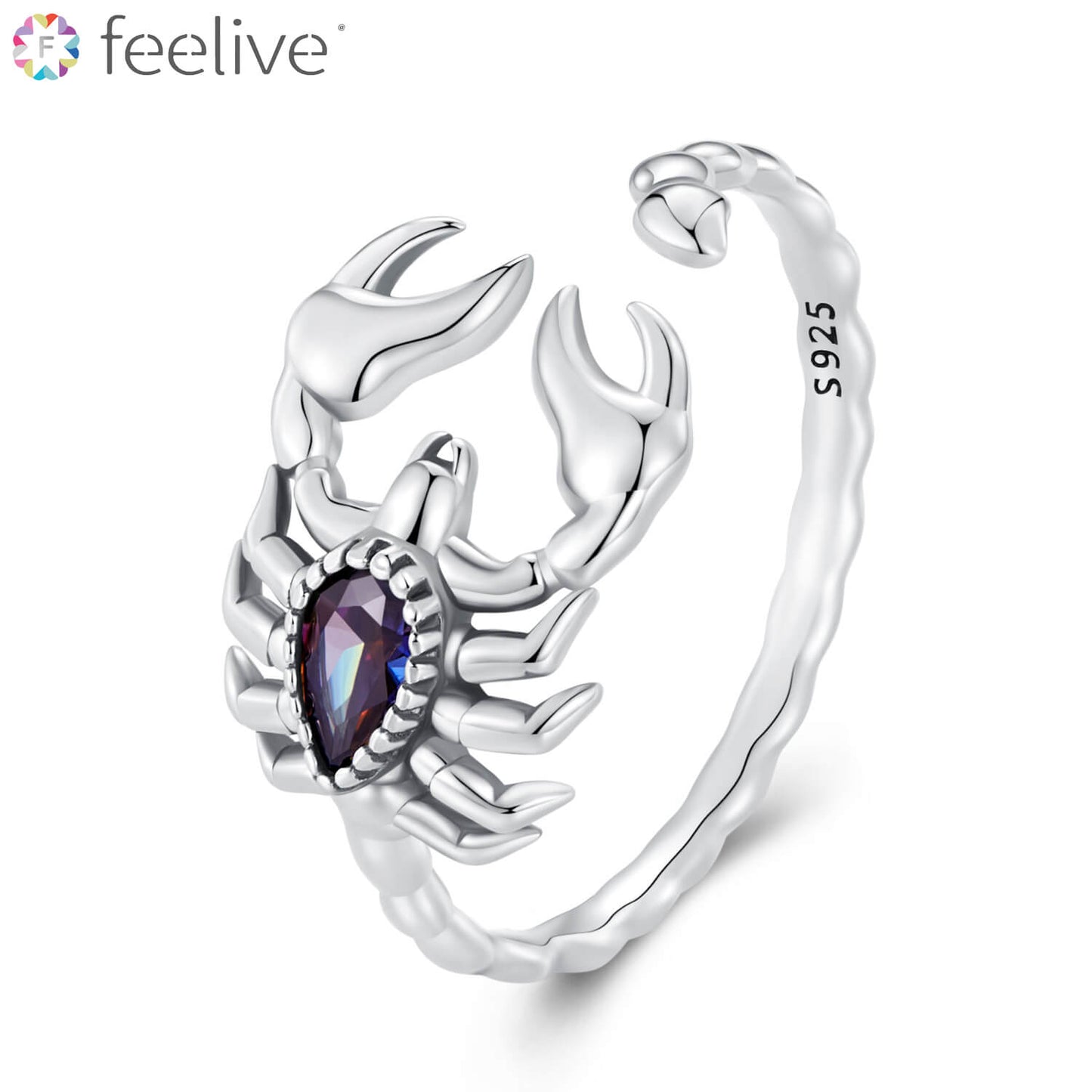 Mysterious Purple Scorpion Zircon Ring in Sterling Silver - Feelive