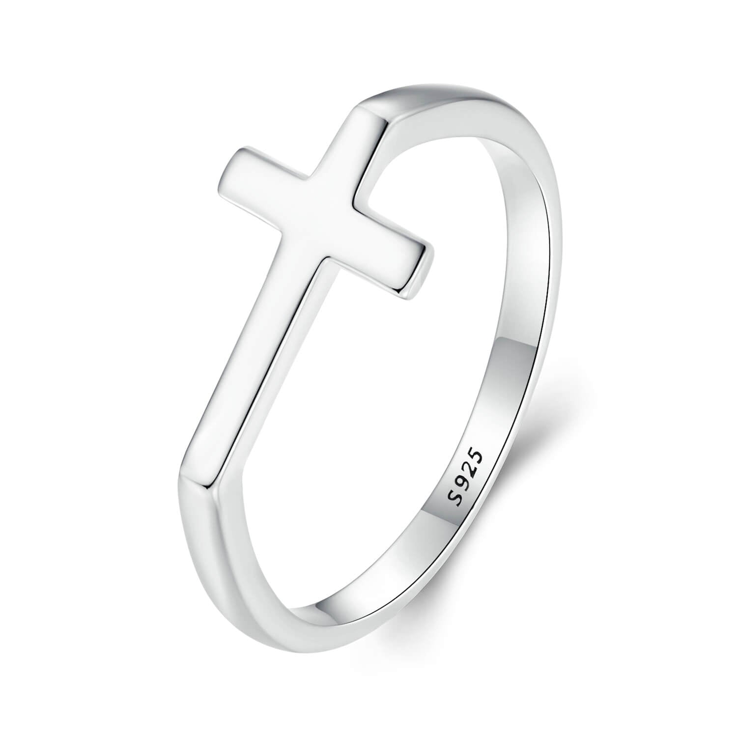 Classic Cross Charm Zircon Jewelry Set in Sterling Silver - ring