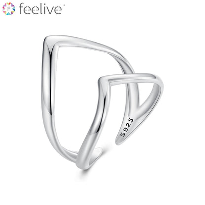 Double-layer V Shaped Ring in Sterling Silver - Feelive