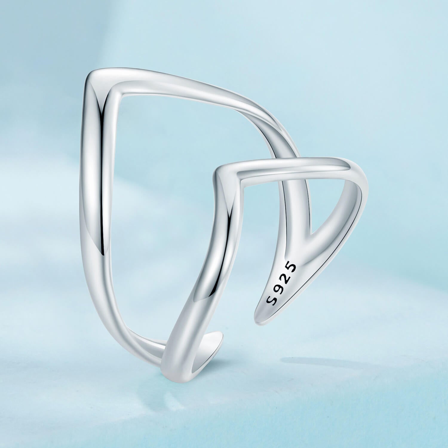 Double-layer V Shaped Ring in Sterling Silver stand