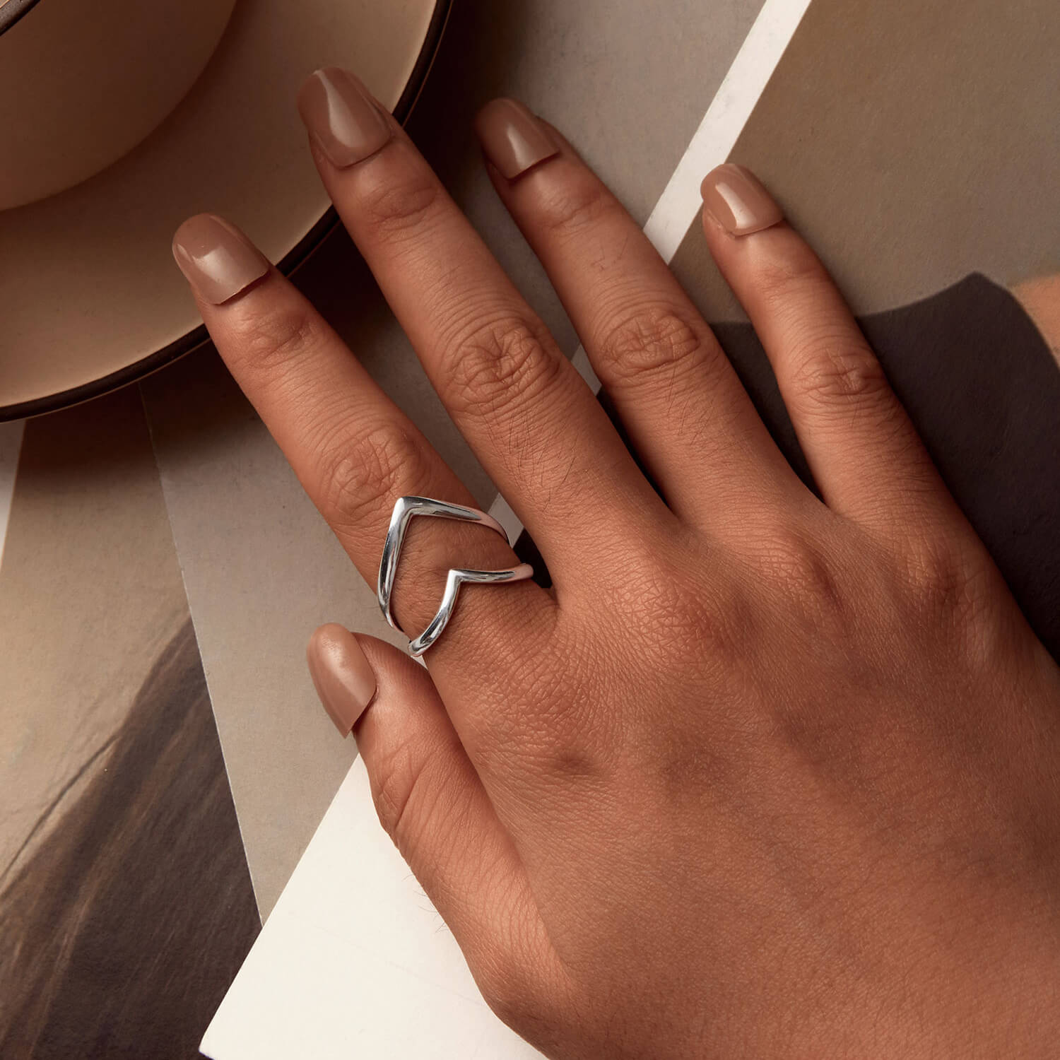 Double-layer V Shaped Ring in Sterling Silver model