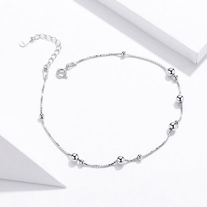 Big and Small Beads Anklet in Sterling Silver side