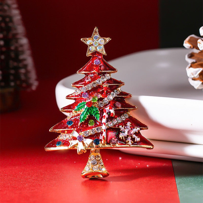 FEELIVE Sparkling Christmas Tree Zircon Enamel Brooch