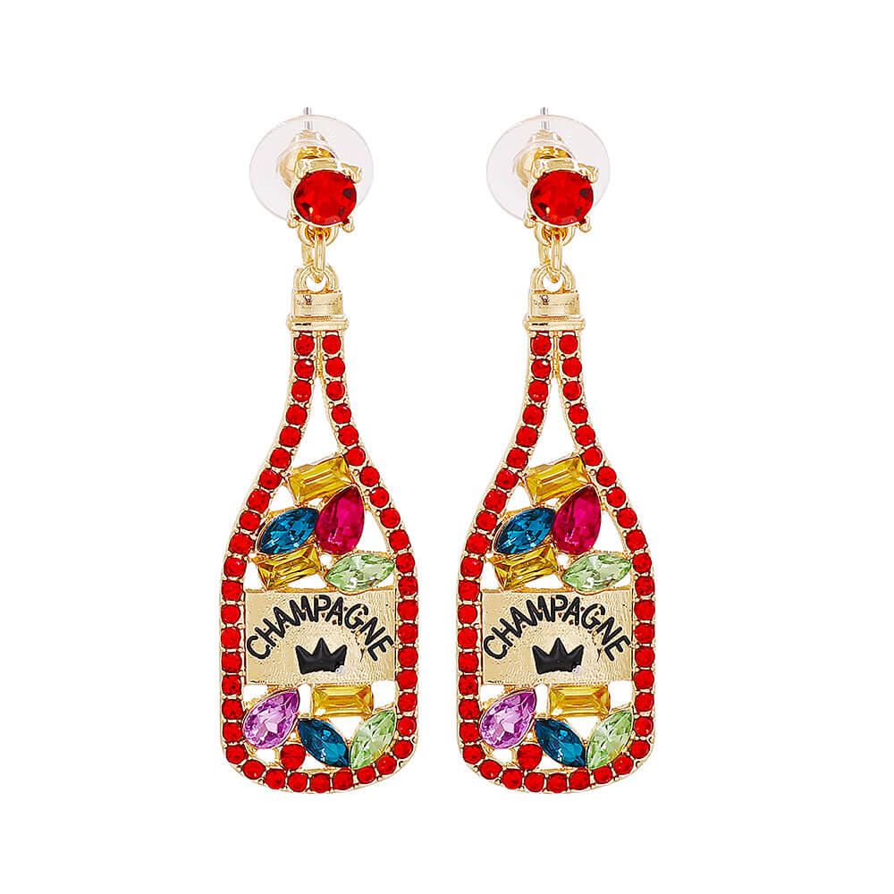 FEELIVE Party Champagne Bottle Earrings with Colored Stones