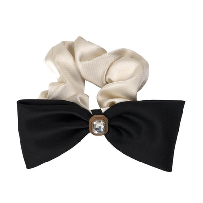 Elegant Princess Series Black and White Bow Hair Scrunchie - back