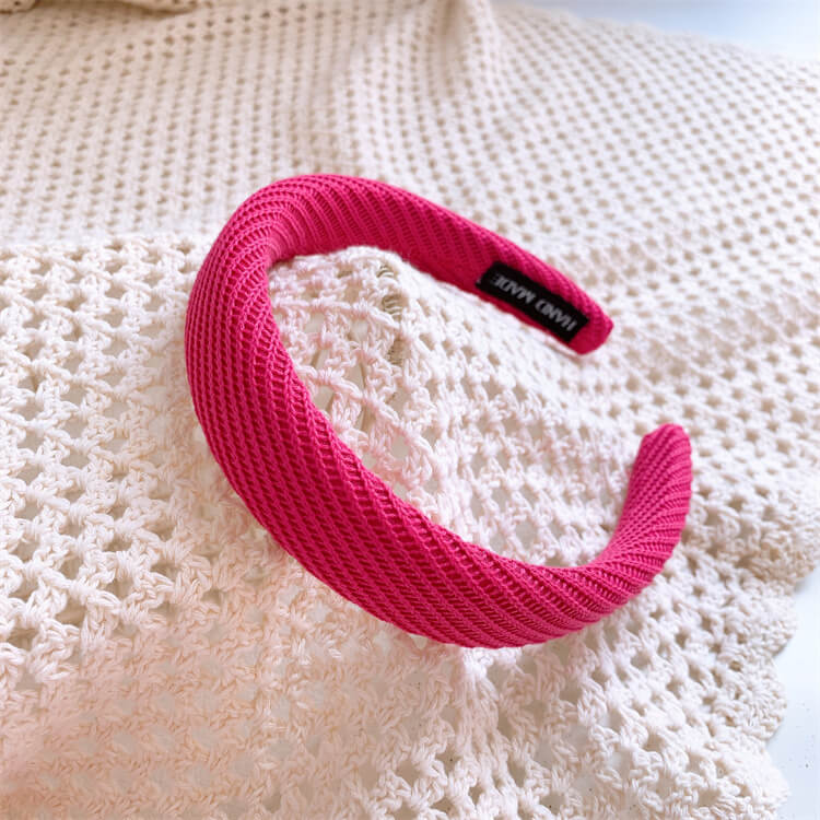 Barbie Style Hot Pink Fabric Wide Hair Headband - A