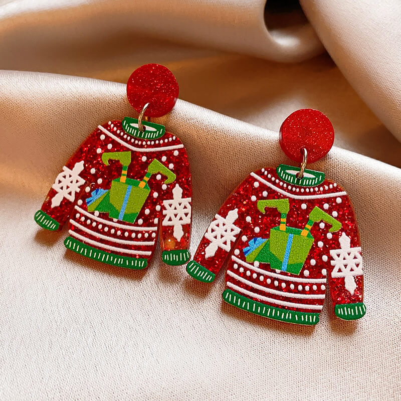 FEELIVE Oversized Style Christmas Sweater Series Drop Earrings