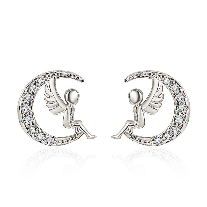 FEELIVE Moon Angel Zircon Gold Plated Earrings