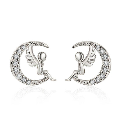 FEELIVE Moon Angel Zircon Gold Plated Earrings