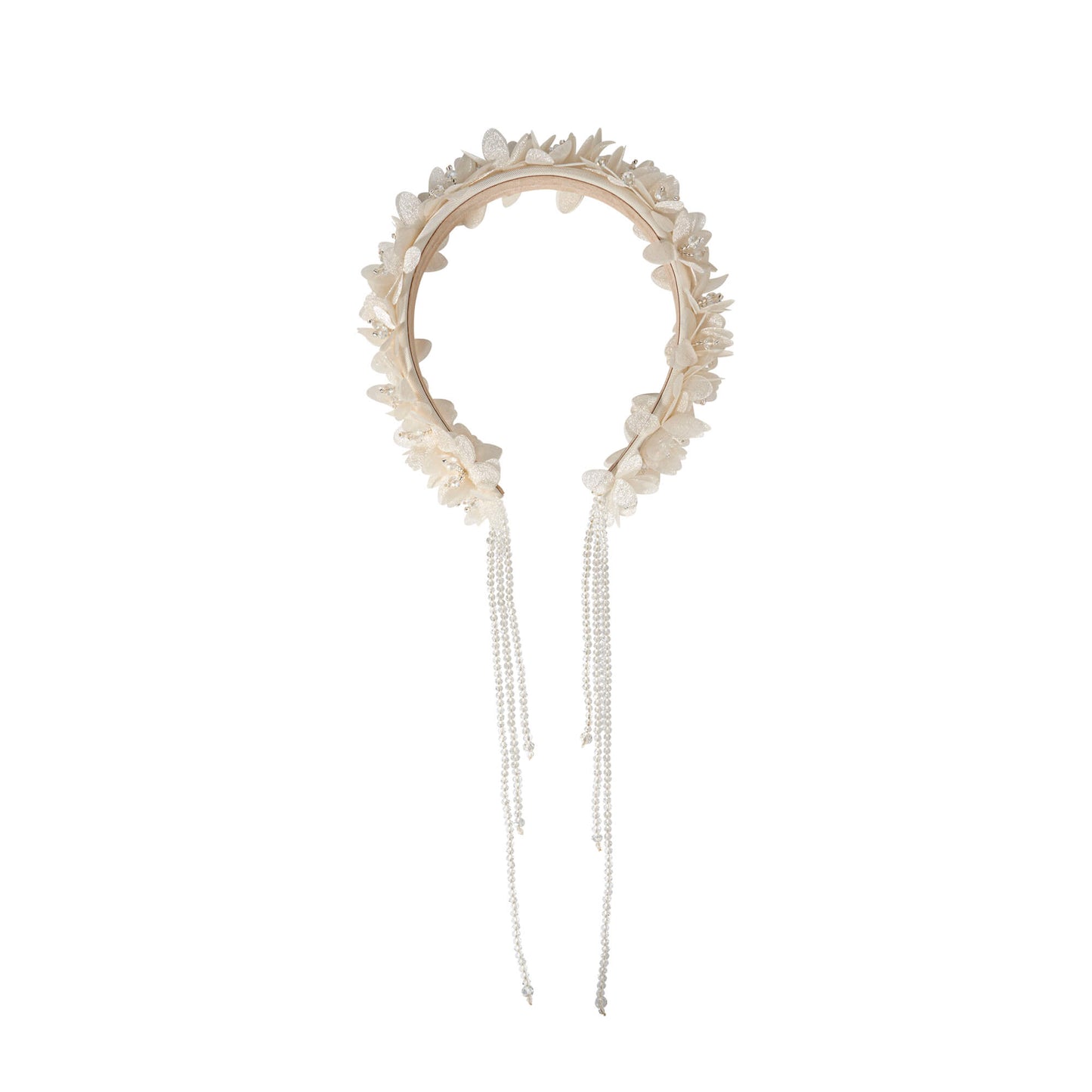 Flower Fairy Beaded Tassel Headband - white