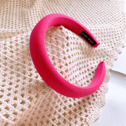 Barbie Style Hot Pink Fabric Wide Hair Headband - B