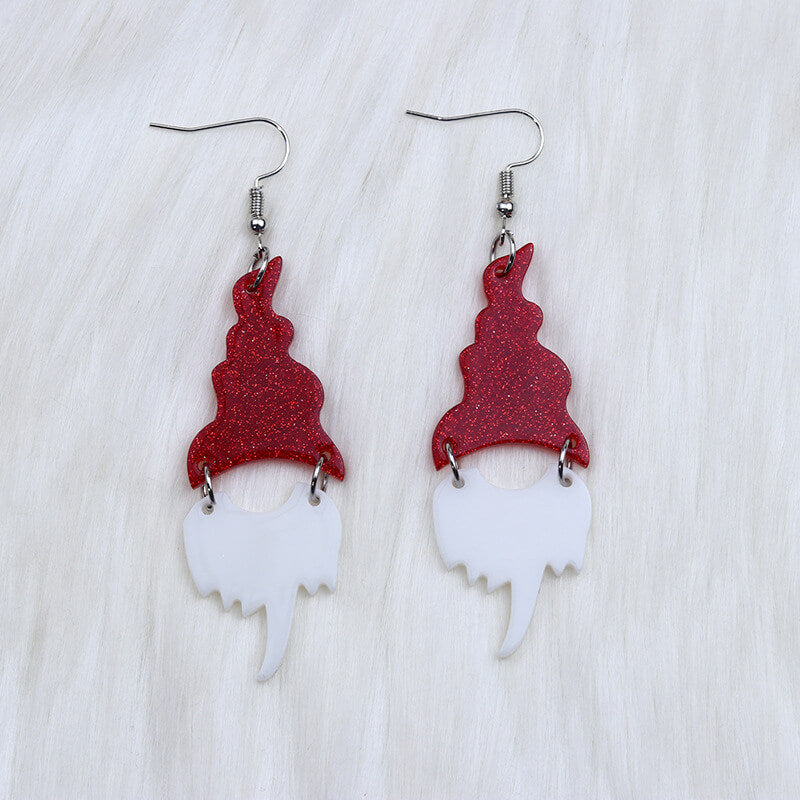 Oversized Christmas Series Santa Claus Acrylic Drop Earrings - Santa Claus