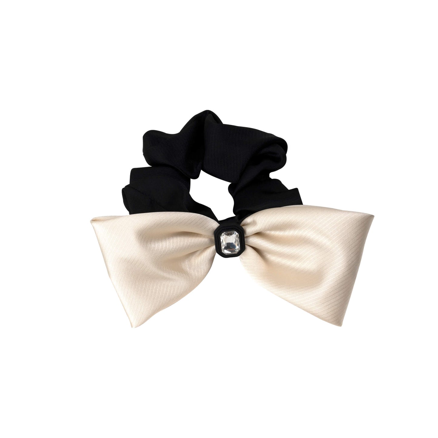 Elegant Princess Series Black and White Bow Hair Scrunchie - white