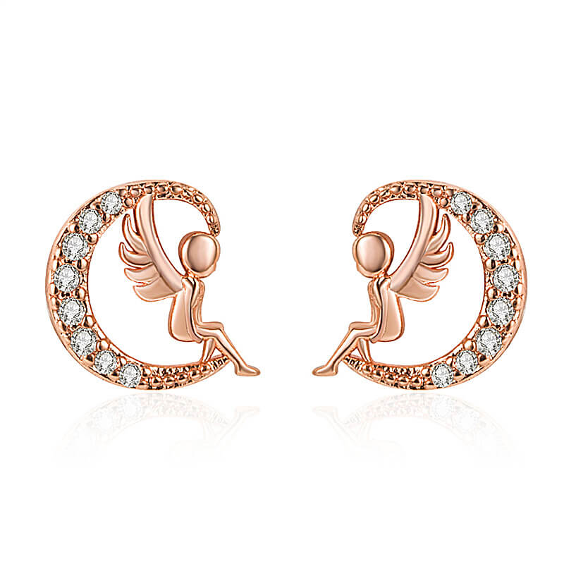 FEELIVE Moon Angel Zircon Gold Plated Earrings