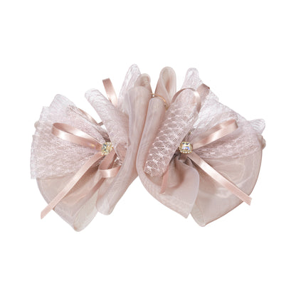 Twin Stars Series Gray Pink and Black Bow-knot Mesh Hair Clip - Pink