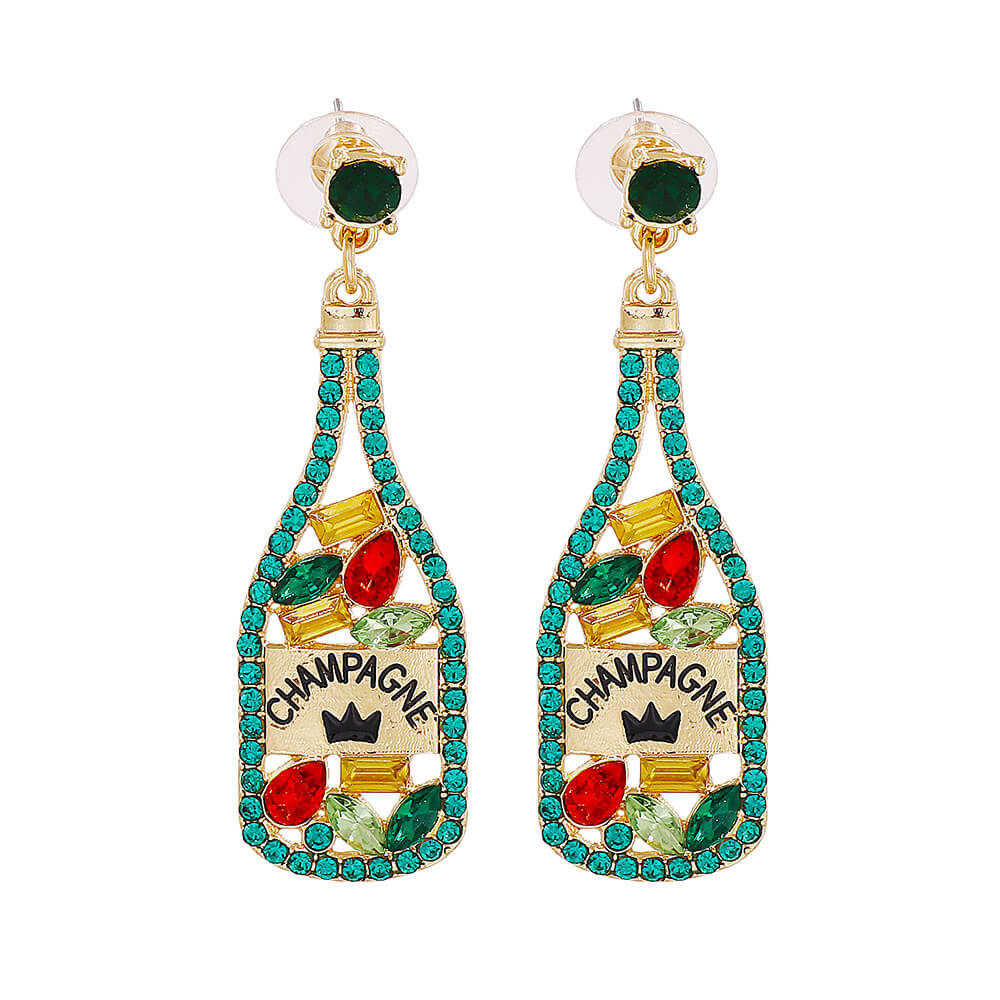 FEELIVE Party Champagne Bottle Earrings with Colored Stones