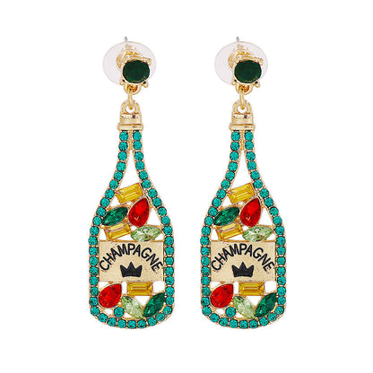 FEELIVE Party Champagne Bottle Earrings with Colored Stones