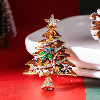 FEELIVE Sparkling Christmas Tree Zircon Enamel Brooch