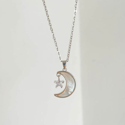 FEELIVE Fantasy Shell Pearl Moon Star Gold Plated Necklace