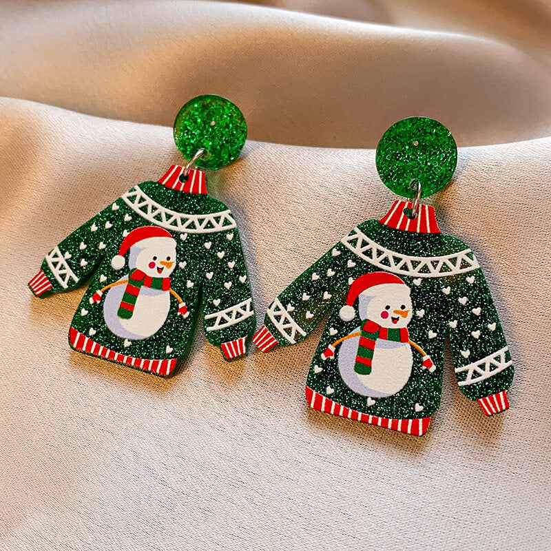 FEELIVE Oversized Style Christmas Sweater Series Drop Earrings