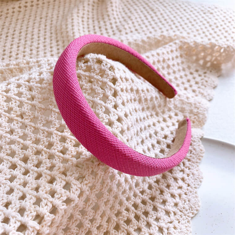 Barbie Style Hot Pink Fabric Wide Hair Headband - C