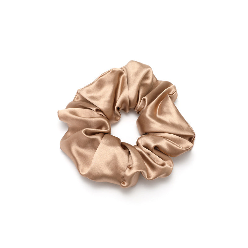 Classic Basic Color Emulation Silk Hair Scrunchie - taupe