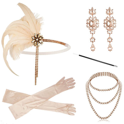 1920s Gatsby Style Faux Feather Tassel Masquerade Headband