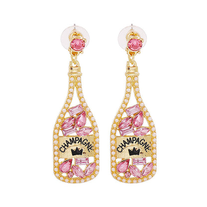 FEELIVE Party Champagne Bottle Earrings with Colored Stones