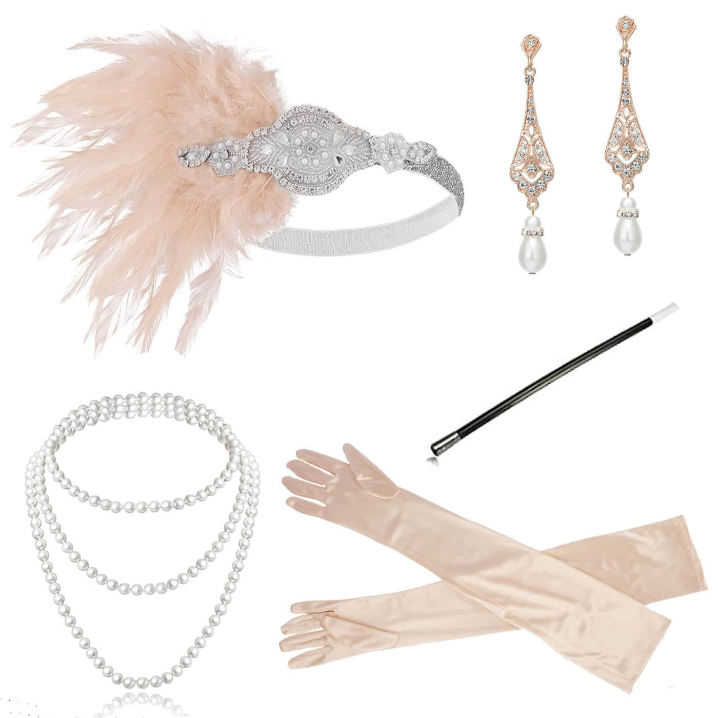 Party Accessories 1920s Gatsby Style Faux Feather Tassel Masquerade Headband - C