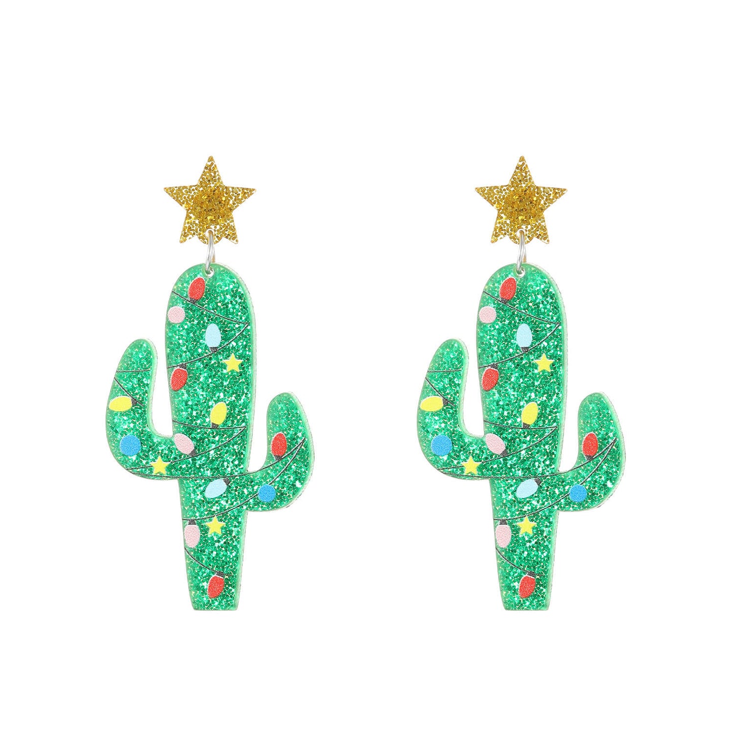 Oversized Christmas Tree Alpaca Cactus Acrylic Earrings