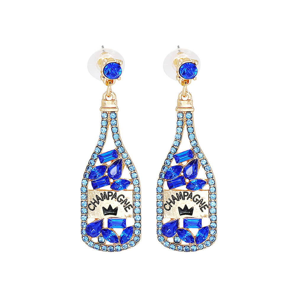 FEELIVE Party Champagne Bottle Earrings with Colored Stones