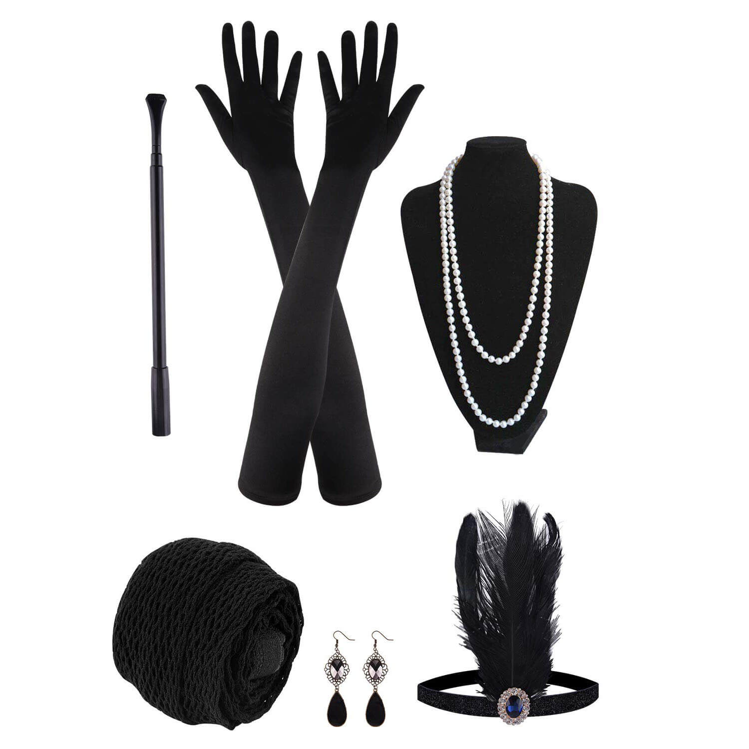 Party Accessories 1920s Gatsby Style Faux Feather Tassel Masquerade Headband - D