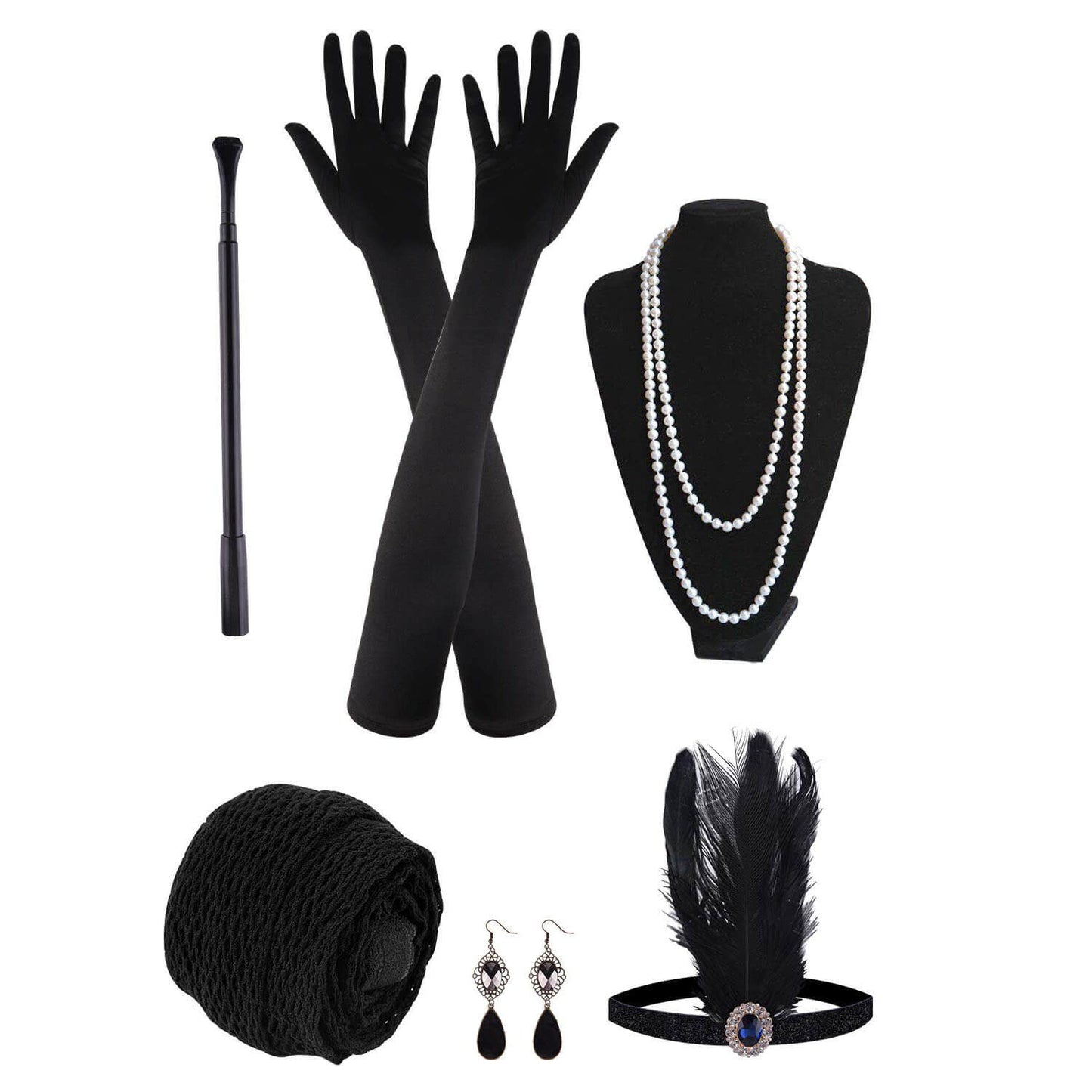 1920s Gatsby Style Faux Feather Tassel Masquerade Headband