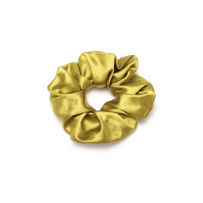 Classic Basic Color Emulation Silk Hair Scrunchie - yellow