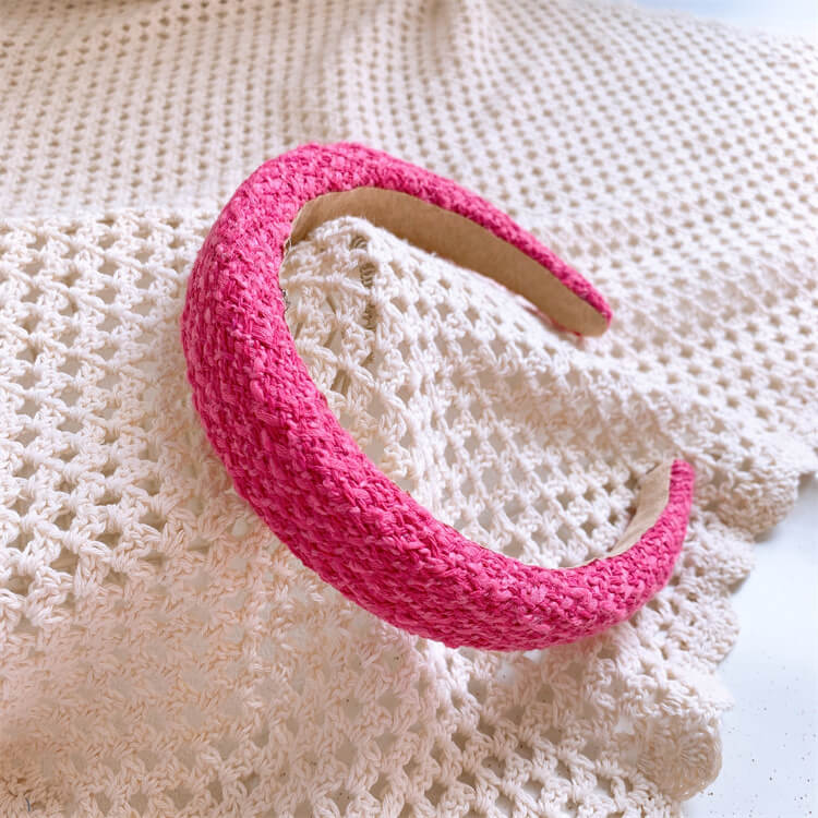 Barbie Style Hot Pink Fabric Wide Hair Headband - F