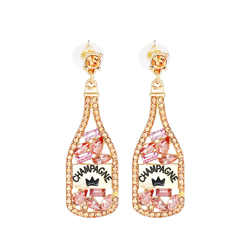 FEELIVE Party Champagne Bottle Earrings with Colored Stones